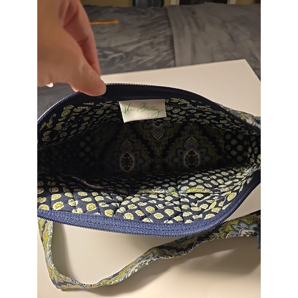Vera Bradley Shoulder Bag Cambridge Pattern Handbag Excellent Retired Green Blue - Picture 7 of 9